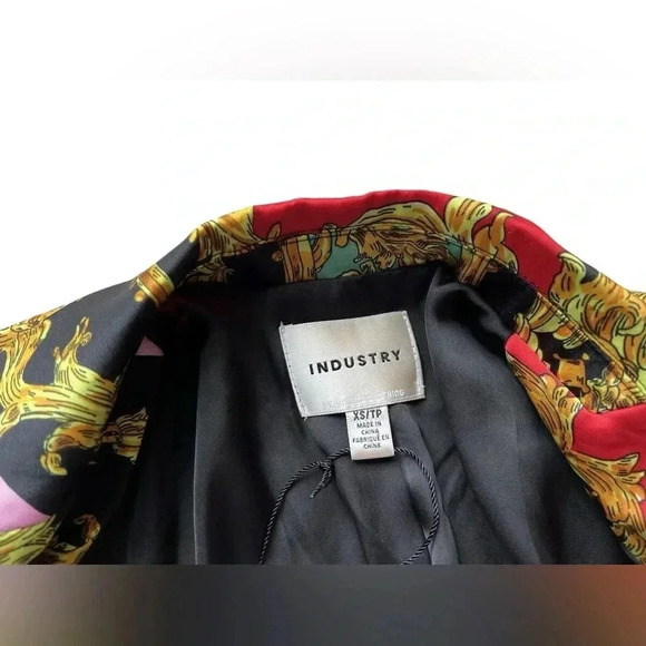 INDUSTRY Notched Collar One Button Closure Long Sleeve Multi Print Blazer - Picture 5 of 5